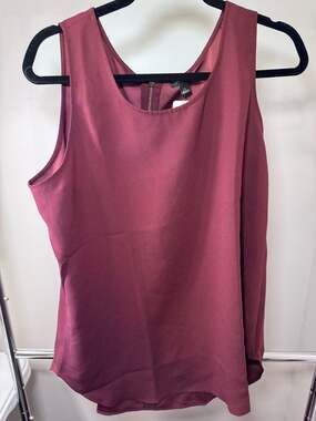 Ann Taylor Burgundy Sleeveless Back-Zip Shell Tank Blouse